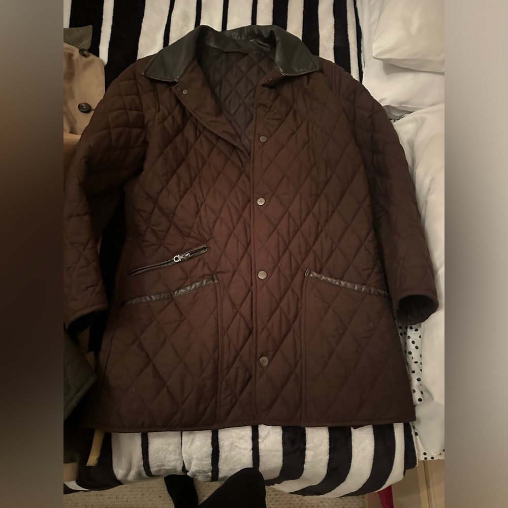 Salvatore Ferragamo quilted light weight pea coat